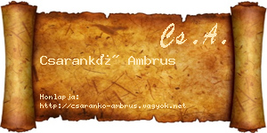 Csarankó Ambrus névjegykártya